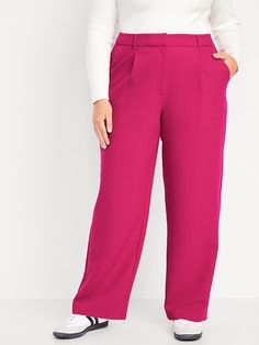 Extra High-Waisted Taylor Wide-Leg Trouser Suit Pants for Women | Old Navy Wide Leg Bottoms With Pleated Waist, Solid Wide-leg Bottoms With Pleated Waist, Casual High Waist Bottoms With Pleated Waist, Casual High-waisted Bottoms With Pleated Waist, Tailored High-waist Wide Leg Pants With Pockets, Tailored Wide-leg Pants With Pockets, Casual Wide-leg Bottoms With Pleated Waist, Casual Wide-leg Pants With Pleated Waist, Trendy High Waist Dress Pants With Pockets