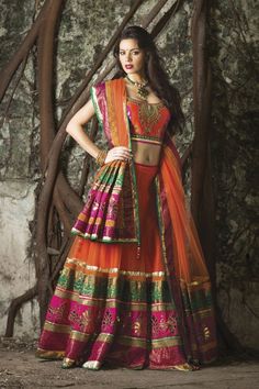 Beautifully designed Lehenga with awesome color combination - Perfect for a fresh youthful bridal look.. I am really lovin it.. Do you? Bridal Lehngas Indian, Bollywood Wedding Dress, Bollywood Bridal, Indian Bridal Lehenga, Salwar Kamiz, Indian Bridal Wear, Indian Bridal Fashion, Bridal Lehenga Choli