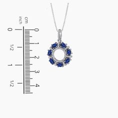 Made in 925 Sterling SilverNecklace Type: Pendant NecklacePendant Height: 2.7 cmPendant Width: 1.8 cmPendant Shape: Round ShapeGemstone: Oval Cut Created SapphireGemstone Size: 3 mm x 5 mm (7 Gemstones)Birthstone: SeptemberChain Type: Box ChainChain Length: 45 cmChain Thickness: 1.0 mmClasp: Spring RingMaterial: Rhodium Plated Sterling SilverWeight: 4.80 gm Sterling Silver Diamond Gemstone Necklace, Fine Sterling Silver Diamond Necklace, Fine Jewelry Sapphire Pendant Necklace, Fine Jewelry Sapphire Diamond Pendant Necklace, Sapphire Pendant Birthstone Necklace, Sapphire Pendant Necklace In Fine Jewelry Style, Sapphire Pendant Diamond Necklace In Fine Jewelry Style, Sapphire Pendant Necklace Fine Jewelry, Fine Jewelry Necklace With Stone Setting