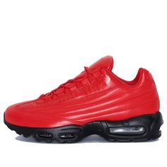 Nike Supreme x Air Max 95 LUX Luxury 'Gym Red' Gym Red/Gym Red-Black CI0999-600 sneakmarks Red Leather Sneakers For Sports, University Red Synthetic Sneakers For Sports, Red Air Max Cushioned Sneakers, Red Athleisure Sneakers For Streetwear, Red Athleisure Sneakers With Air Cushioning, Sporty Red Sneakers With Air Cushioning, Red Low-top Sportswear Sneakers, Dynamic Red Sneakers For Jogging, Dynamic University Red Sneakers For Sports