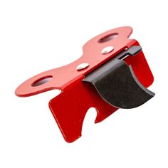 a red and black object on a white background