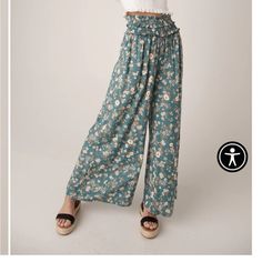 Love These Cool Flowy Pants! 100% Rayon. Color No Longer Made. Tags On. Long And Flowy And Just So Comfortable And Easy With Two Pockets Comes From Smoke Free/Pet Free Home Summer Wide Leg Floral Print Pants, Summer Wide Leg Pants With Floral Print, Summer Floral Print Wide-leg Pants, Spring Day Out Printed Wide Leg Pants, Printed Wide Leg Pants For Spring Day Out, Green High Waist Printed Bottoms, Green High-waisted Printed Bottoms, Printed Wide Leg Summer Pants, Summer Floral Print Wide-leg Bottoms