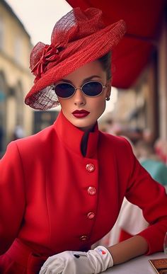 Elegant Outfit Classy, Red Hat, Beautiful Hats, Elegant Outfit, Red Fashion, Elegant Woman, Elegant Fashion, Hat Fashion, Classy Outfits