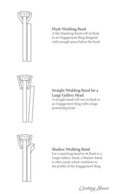 four different types of wedding bands for the bride and groom to wear on their wedding day