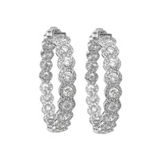 18K White Gold 6.58 Total Diamond Carat Weight Stone Count: 220 Round Diamonds Per Earring Push Button, Snap-Hinge Closure Diamond Carat, Diamond Halo, Diamond Cluster, Push Button, Halo Diamond, White Gold Diamonds, Round Diamonds, Gold Diamond, Diamond Earrings