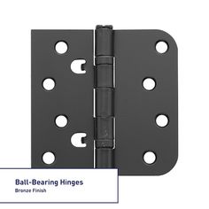 a black ball bearing hinges with holes on the front and side of it