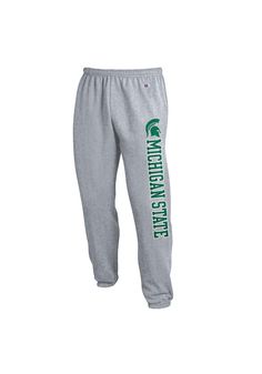 Get cozy in these Michigan State Spartans Grey Down Sweatpants! Whether you're relaxing watching the game or just out running errands, these MSU Sweats are the perfect way to show your Spartans spirit in comfort and style. These Michigan State Spartans Sweatpants also feature a screen printed wordmark and logo down the left leg. 31" Inseam, Side pockets, Inside quickcord at waistband, Covered elastic ankle, Double needle reinforced seams, 50% cotton / 50% polyester 8.5 oz Brushed Back Fleece, Ch College Sweatpants, Outfits Shifting, Petite Bloggers, Lakers T Shirt, Sweatpants Grey, Cargo Work Pants, Champion Sweatpants, Pity Party, Style Sweatpants