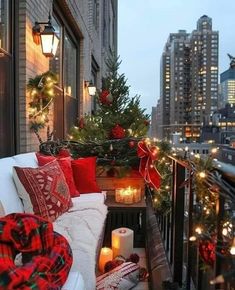 Christmas Moodboard, Christmas Balcony, Decor Natal, Decorating Balcony, Christmas Outdoors, Christmas Decorations Apartment, Balcony Decoration, Christmas Apartment, Cozy Patio