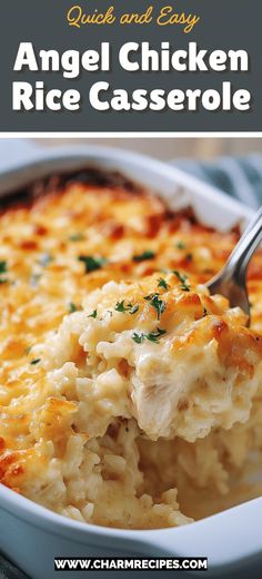 a casserole dish with chicken and cheese in it