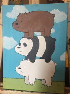 a painting of three bears on top of each other