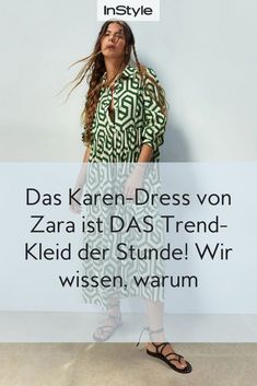 Wo man auch hinblickt, springt einem gerade dieses Zara Kleid ins Auge. Was den Modetrend für den Herbst 2022 ausmacht – hier. #instyle #instylegermany #zara #zaradress #zarakled #kleidertrend #herbsttrend Zara Multicolor Midi Dress For Fall, Zara V-neck Dresses For Fall, Fall Zara Printed Dresses, Zara Printed Green Dress, Zara Multicolor Midi-length Dress, Shopping Queen, Zara