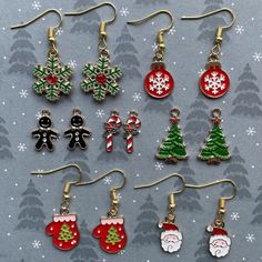 Colorful christmas earrings -enamel charms with nickel free hooks -pairs marked with a star are silver, the rest gold -all pairs come with hooks, some are pictured without them for sizing the photo :) -only 1 pair available for most styles! 💌shipping: -UNTRACKED -shipped within 24 hours -may be delays at this time -♻️eco friendly packaging -🧼sanitized before shipped -❕PLEASE read shop policies before purchasing tags: christmas earrings free shipping canada shop blossombyjenna festive earrings santa earrings reindeer earrings christmas tree earrings Pride Necklace, Christmas Tree Earrings, Rainbow Necklace, Earring Tree, Enamel Charms, Christmas Earrings, Christmas List, Jewelry Lookbook, Reindeer