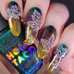 🍂 Fall Holo Leaves Gradient ✨️ Wow, I finally posted a fall nail art 🤣 Don't worry, rainbows, I'm sure I'll be back haha 🌈 I did these as… | Instagram Slate Nails, Holo Taco, Nail Art Disney, Fall Nail Art, Artsy Fartsy, Pretty Pictures, Nail Inspo