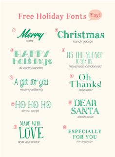 some type of christmas font that is in different colors and sizes, with the words merry written