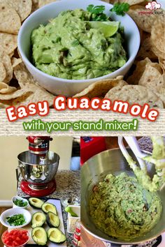 guacamole with tortilla chips and avocado