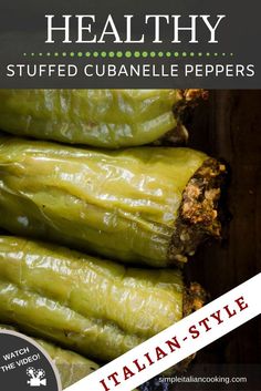 italian style stuffed cucumber peppers are stacked on top of each other