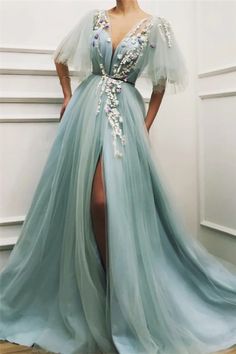 Short Sleeve Prom Dresses, Evening Dresses Uk, Custom Prom Dress, Blue Tulle, Lace Evening Dresses, Cheap Prom Dresses, Dresses Uk, Marchesa, Prom Dresses Short