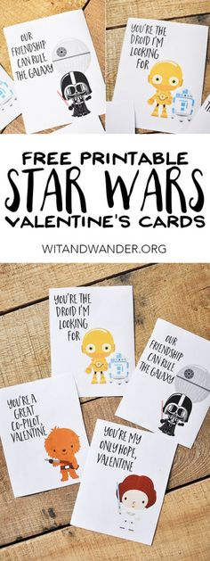 free printable star wars valentine's cards for kids to make with their favorite characters