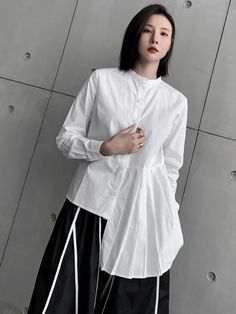 Sku CY-!89703 Material >70%Cotton Style Loose , Long Sleeves , Irregularity Feature Buttoned , Pleated , Split-joint , Solid Color Neckline Stand Collar Occasion Casual , Simple , Stylish Selection Seasons Autumn Type Blouses&shirts Tops Color WHITE Size M,L,XL Please consult the size chart we provide for this item's measurements to help you decide which size to buy.Please note: There may be 1-3cm differ due to manual measurement.CMINCH Bust Shoulder Sleeve Top Length M 94 38 59 53-65 L 98 39 60 Seasons Autumn, Sleeves Blouse, Boho Style Dresses, Urban Looks, Kids Sweater, Cozy Fashion, Cotton Style, Shoulder Sleeve, Boho Dress