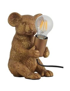 a lamp that is shaped like a mouse holding a light bulb in it's paws