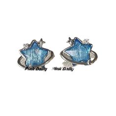 Material: Artificial Crystal Color: A Pair of Blue Starry Sky Earrings Style: Korean Korean Style Blue Star Charm Earrings As Gift, Trendy Blue Star-shaped Jewelry, Blue Star Charm Earrings For Gift, Trendy Star-shaped Blue Jewelry, Trendy Blue Star Shaped Jewelry, Blue Star Earrings With Star Charm, Blue Star-shaped Celestial Earrings, Blue Star Earrings, Blue Starry Sky