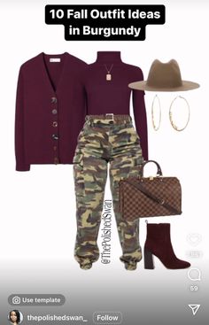 Army Fatigue Outfits For Women Fall, Fall Camo Outfits, Burgundy Womens Outfits, Soft Rock Concert Outfit, Olive Green Vest Outfits For Women, Meeting His Family Outfit, Fall Plus Size Outfits 2024, Outfit Ideas For Women In Their 30s, Fall Rainy Day Outfits Work