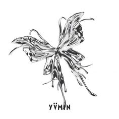 a black and white drawing of a flower with the word vimn on it