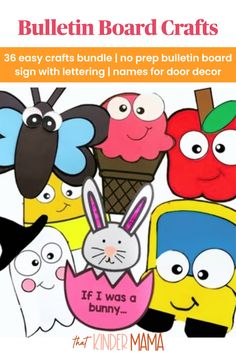 an advertisement for bulletin board crafts featuring cartoon characters