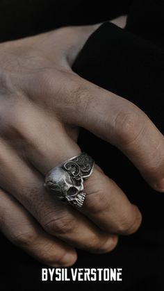 Goth aesthetic sterling silver ring, Handmade vintage 925 silver jewelry, Goth fashion accessories for men, Punky chunk jewelry for women, Gothic aesthetic black jewelry, Men’s nightrider silver rings, Unique engagement silver ring, Wredding ring, Biker silver rings for women unique, Goth girlfriend jewelry, Skull aesthetic unique silver ring for women, Victorian aeasthetic silver ring, Badass jewelry for girls Unique Silver Skull Rings, Gothic Sterling Silver Skull Ring, Silver Skull-shaped Engraved Rings, Unique Skull Rings For Gifts, White Gold Skull Rings For Gifts, White Gold Skull Rings As Gift, White Gold Skull Ring As A Gift, White Gold Skull Ring For Gift, Nickel-free Silver Skull Rings