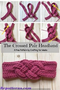 the crocheted pair headband is shown with instructions to make it look like they are