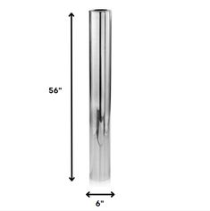 an image of a stainless steel pole with measurements for the length and width on it