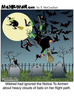 a halloween scene with bats and witches flying over tombstones