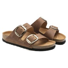 Arizona Oiled Leather Cognac | shop online at BIRKENSTOCK Birkenstock Arizona Big Buckle, Arizona Big Buckle, Birkenstock Milano, Birkenstock Arizona, Mens Sandals, Lattice, Cognac, Birkenstock, All Fashion