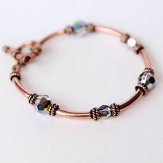 SALE! Copper Jewelry is traditionally given for the 7th anniversary gift. Its also the modern 22nd anniversary gift. This solid copper Copper Wedding Anniversary, 15th Anniversary Gift, 22nd Anniversary, Anniversary Gifts For Her, Copper Bracelets, Copper Anniversary Gifts, Copper Crystal, Copper Gifts, Copper Anniversary