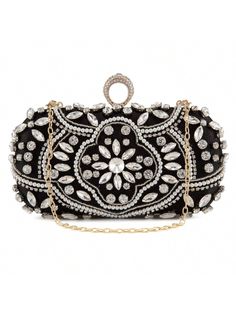 Material: Handmade crystal evening bag captures all the surrounding eyes, match dress well, standout from crowded,make more fashionable and elegant.Dimensions: approx. 7.48"L x 1.97"W x 3.54"H, weight is 1 pounds,chains length:47"Features: Glamorous flower beaded clutch is fit for all ages in dress nights, Weddings, fancy dates, events,business parties,standout from the surrounding,CAN be used as a shoulder bag or cross body bag. Deluxe accessory for your dress or suit, they will match perfectly Purse For Wedding, Bridal Clutch Bag, Events Business, Beaded Clutch Bag, Bridal Purse, Clutches For Women, Dress Well, Bridal Clutch, Evening Handbag