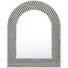 a black and white checkered arch mirror