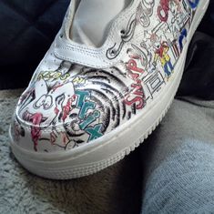 White Leather 90s Cartoon Characters And Your Favorite Cereal Logos One Of A Kind Open Areas For Your Favorite Ones. Cereal Logos, 90s Cartoon Characters, 90s Cartoon, Shoes Custom, Jordans For Men, Vans Authentic Sneaker, Nike Air Force Sneaker, Jordan Shoes, Vans Sneaker