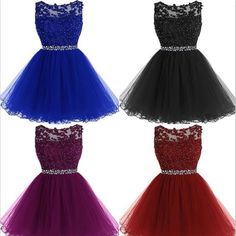 A-Line Sleeveless Beads Tulle Short Colorful Free Custom Junior Homeco – SposaBridal Junior Homecoming Dresses, Long Sleeve Backless Dress, Beaded Tulle, How To Make Shoes, Famous Brands, Dress 100, Chest Pad, Leave In, Dream Dress