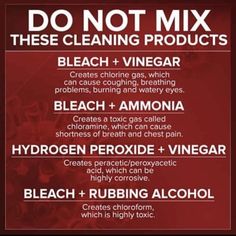 a poster with the words do not mix these cleaning products in red, white and black