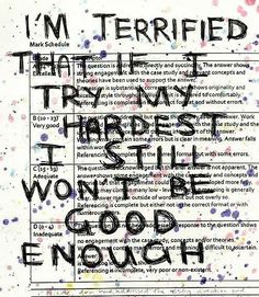 a piece of paper with writing on it that says, i'm terrified the trypt