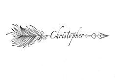 a black and white drawing of an arrow with the word christpree on it