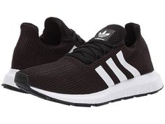 adidas Originals Swift Run W - Women's Shoes : Core Black/Footwear White/Core Black : Make a break for the finish line with the adidas Originals Swift Run W sneaker. Stretch knit upper with an embroidered vamp. Bootie construction for a comfortable fit. Adjustable lace-up closure. Soft and breathable textile linings. Foam cushioned footbed for added comfort. Features an injection-molded EVA midsole for lightweight cushioning. Lightweight and flexible rubber outsole. Imported. Measurements: Weigh Womens Gym Shoes, Black Adidas Shoes, Cute Adidas Shoes, Fashion Advisor, Adidas Outfit Shoes, Womens Gym, Custom Adidas, Black Footwear, Adidas Shoes Outlet