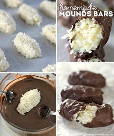 chocolate dipped marshmallows and coconut on top of each other in different ways