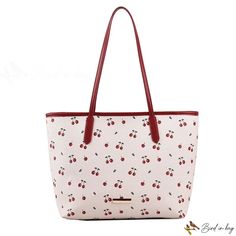 Bird in Bag - Lovely fresh cherry print large capacity tote bag women's bag new collision color fashion shoulder handbag Postman Bag, Fresh Cherry, 2022 Design, Cherry Pattern, Red Wallet, Blue Wallet, Printed Handbags, Handbag Patterns, Leather Coin Purse