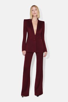 Womens Power Suit, Maroon Suit, Sergio Hudson, Galvan London, Burgundy Suit, Red Suit, Power Suit, High Waist Fashion