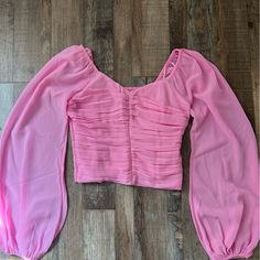 A&F Nwot Pink Tule Crop Size Xxs Perfect For A Barbie Costume! Spring Ruched Fitted Tops, Fitted Ruched Spring Tops, Pink Fitted Crop Top For Spring, Spring Ruched Crop Top, Spring Ruched Fitted Crop Top, Spring Fitted Ruched Crop Top, Fitted Ruched Crop Top For Spring, Pink Fitted Top For Spring, Spring Pink Ruched Blouse