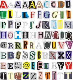 the letters and numbers are made up of different colors, shapes, and font styles