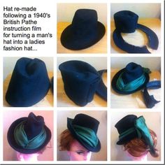 Lady's riding hat Making Hats For Women, Hat Making Tutorial, Moda Steampunk, Pola Topi, Barbie Hat, Victorian Hats