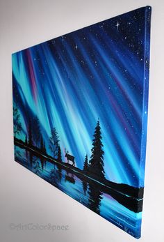 an acrylic painting of the aurora bore