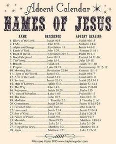 the names of jesus for an adult calendar